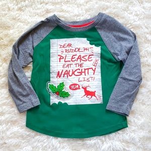 3T Holiday Rudolph Christmas T-shirt Lights Up Like New EUC Red Green